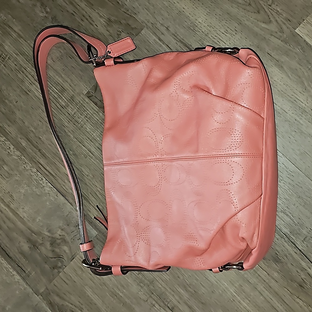Coach Perforated-C leather North South Duffel bag - salmon pink